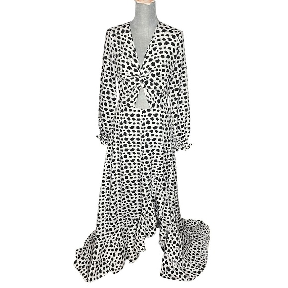 Giffniseti Boho Al-line Black and White Maxi Dress w Long Sleeves. Size S - Picture 2 of 16